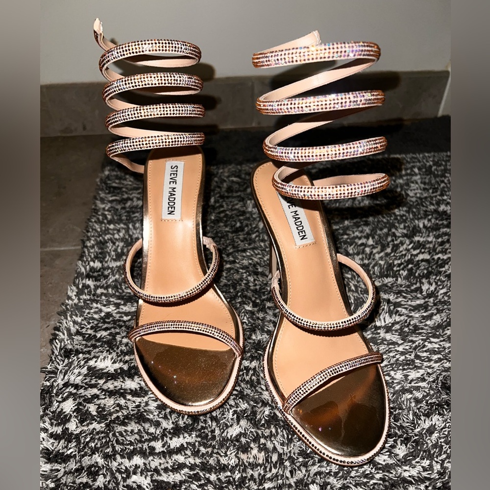 Steve Madden Exotica Ankle Metallic Strappy Heels
